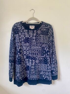 Lands' End Bandana Print Sweatshirt, Navy , M